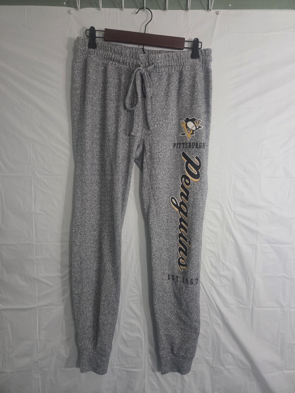 NHL Official Apparel Pittsburgh Penguins Lounge Pant Womens M Heather Grey Cuff